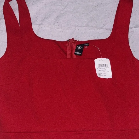 NWT Cherry Red Dress with Slit On Front and Zipper Back - Picture 2 of 5